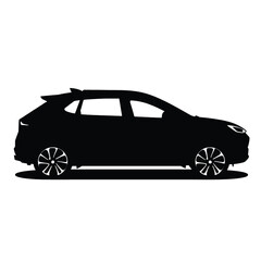 Fototapeta premium a black and white silhouette of a car. The car is shown in a side view,