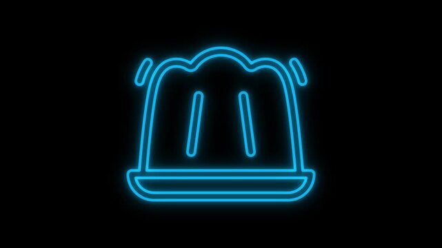 Glowing neon pudding sign animation on a black background.