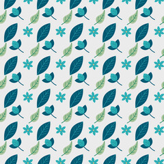 vector background with flower and leaf illustration for print with seamless pattern