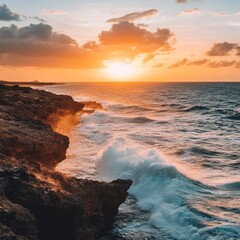 Obraz premium Sunset over Aruba's desert-meets-ocean park.