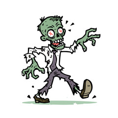 Cartoon zombie character isolated vector illustration