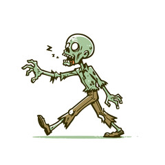 Cartoon zombie character isolated vector illustration