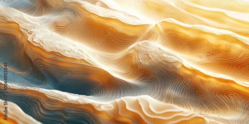 Poster modern 3d background featuring abstract topography, with elements of terrain, waves, and light creat
