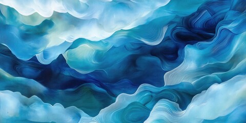 Obraz premium Abstract background featuring fluid acrylic art with waves of turquoise ink, creating a mesmerizing visual experience through vibrant and flowing colors.