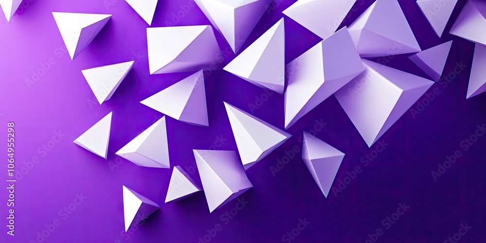 Poster a sophisticated minimalist design features an abstract arrangement of white triangles set against a 