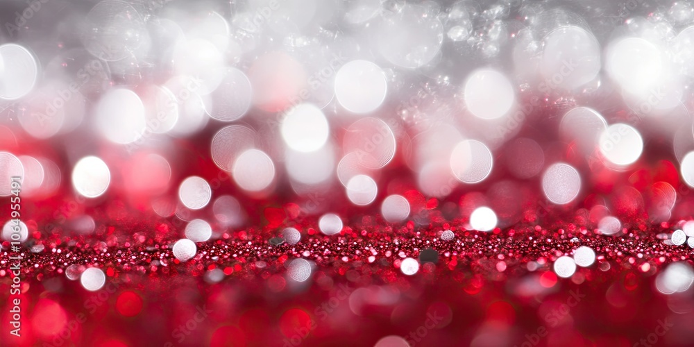 Poster A shimmering backdrop adorned with crimson and silver bokeh creates a dazzling, glittery effect that captivates the eye with its vibrant colors and enchanting sparkles.