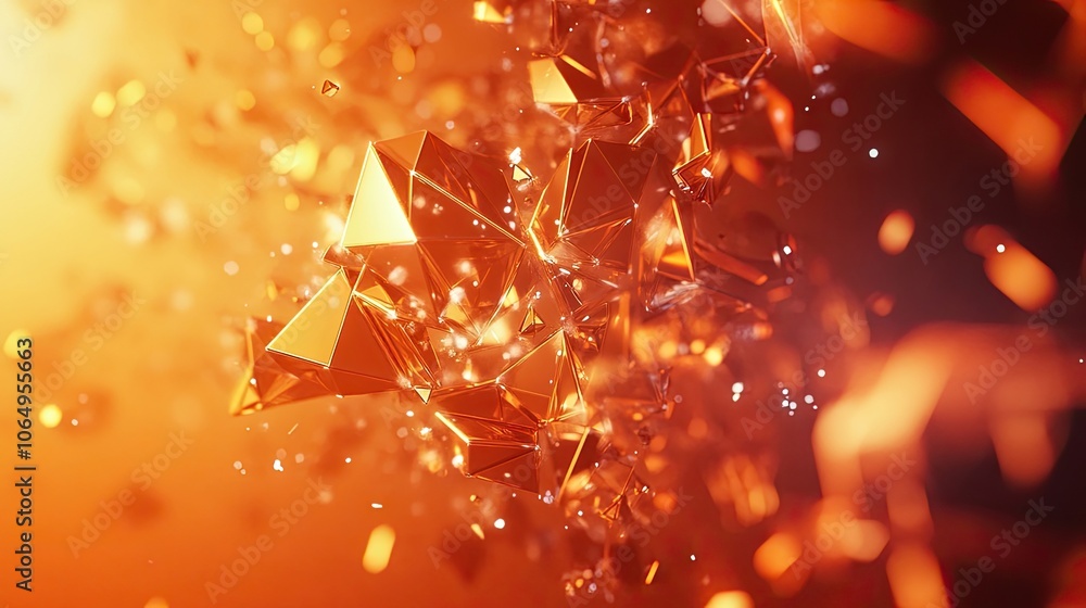 Poster abstract orange background with polygon motif, perfect for creative projects. this vibrant abstract 
