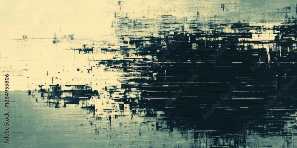 Poster abstract grunge texture featuring disintegration of pixels, showcasing a unique blend of decay and d