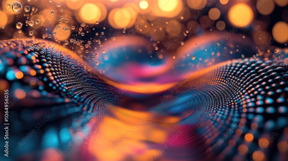 Leinwandbilder 3d view of abstract particles, capturing the essence of bokeh on a flowing water surface. this image
