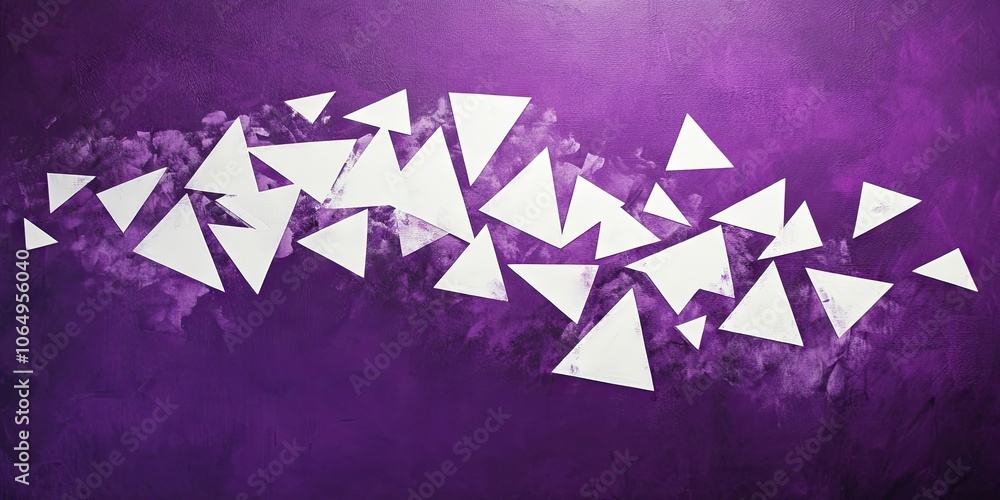 Poster a sophisticated minimalist design features an abstract arrangement of white triangles set against a 
