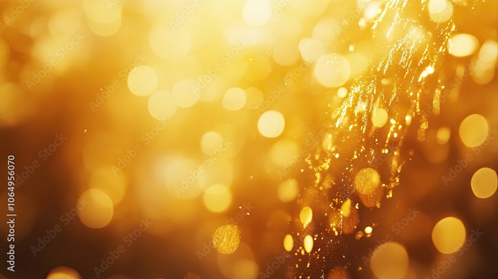 Poster golden bokeh lights create a blurred effect, perfect for a festive atmosphere. this striking image o