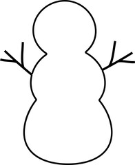Winter snowman outline vector.
Isolated cute Christmas snowman svg.