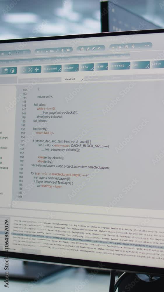 Poster computers in data center hosting rackmount ensuring faultless operations conditions. close up of pc 