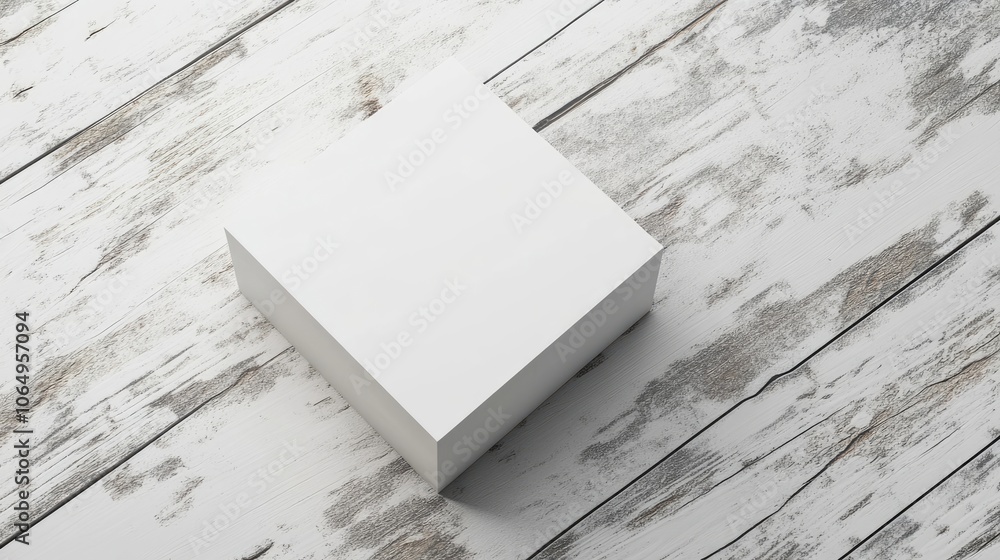 Poster 3d top view of a white wooden block, perfect for modern design concepts. this 3d wooden block provid