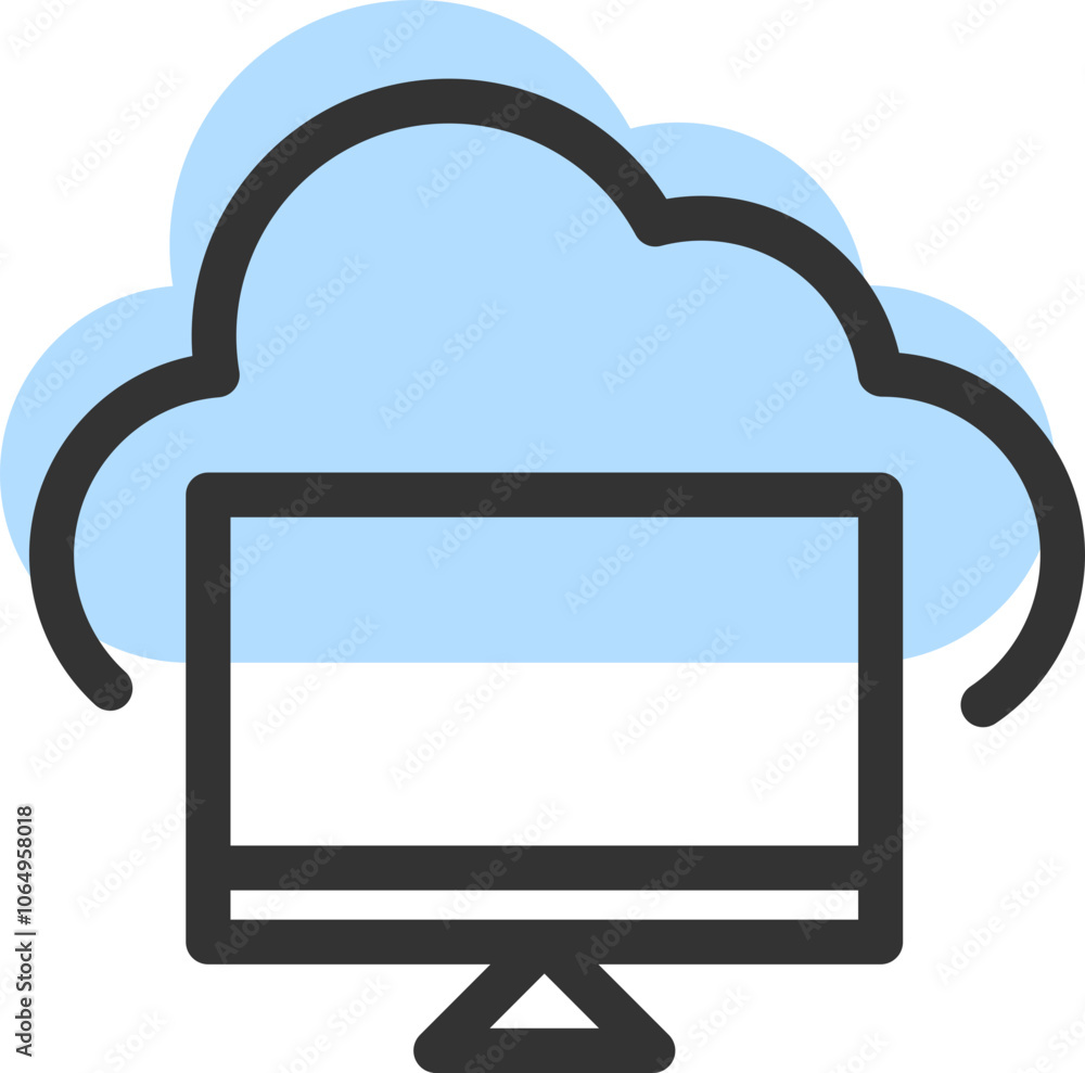 Poster cloud storage and data transfer vector icon. computing service and network related line icons. datab