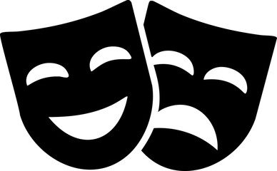 Comedy and Tragedy Masks. Masquerade Mask, Comic and Tragic Vector Icon for Theater or Carnival.