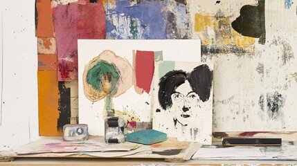 Abstract Portrait in Artist's Studio: A Captivating Glimpse into the Creative Process