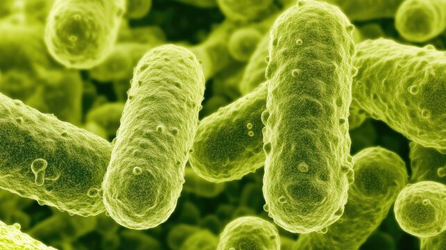 Microscopic view of Bacillus cereus bacteria, highlighting distinct structures and features. The Bacillus cereus bacteria image captures the details with ample photo style copy space.