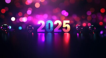 2025 New Year's Eve Celebration with Disco Balls and Lights