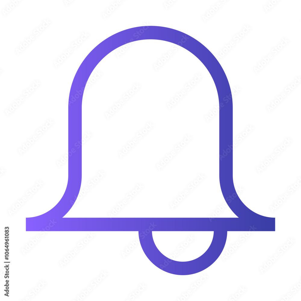Poster a simple purple bell icon designed with a modern touch, symbolizing notifications and alerts in appl