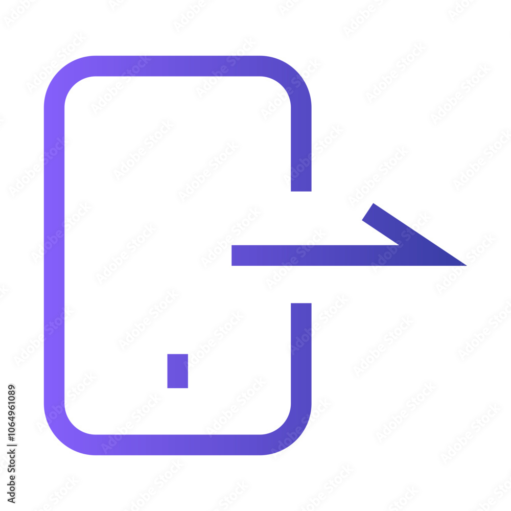 Poster a modern purple icon representing a mobile phone with an arrow indicating interaction or connection