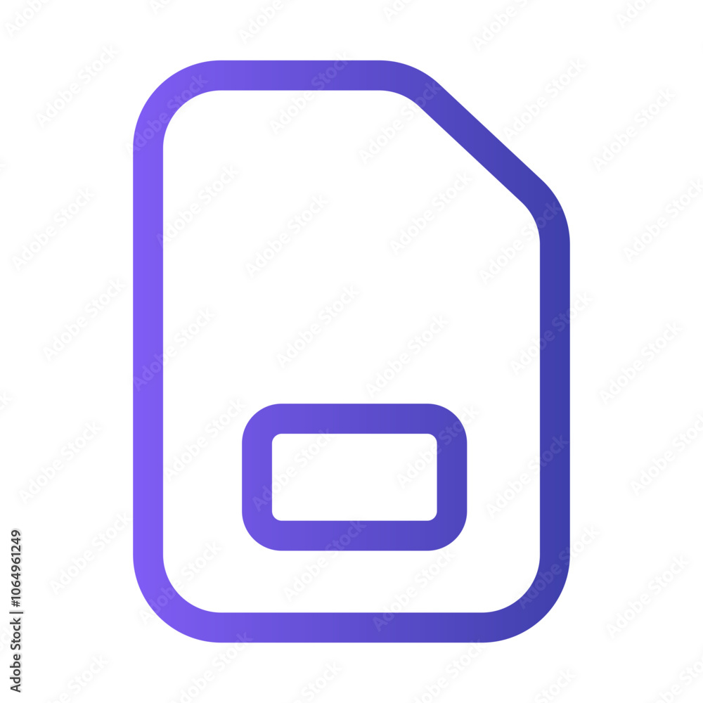 Poster a close-up view of a purple sim card outline displayed on a white background representing mobile con