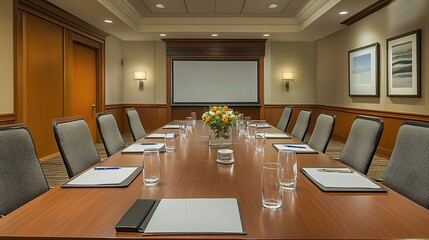 Modern Conference Room with Floral Centerpiece