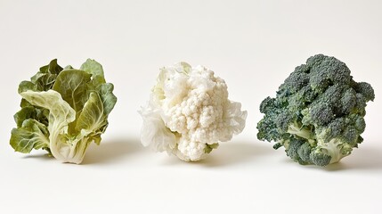 Fresh Vegetables: Lettuce, Cauliflower, and Broccoli