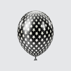 3D Black White balloon. Realistic glossy balloons. Star pattern.