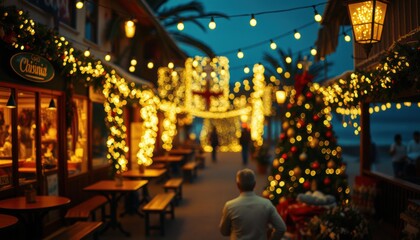 Naklejka premium Blurred Festive decoration lights