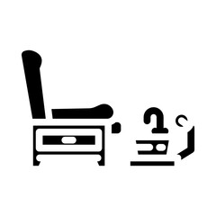 Obraz premium pedicure station spa therapy treatment glyph icon vector. pedicure station spa therapy treatment sign. isolated symbol illustration