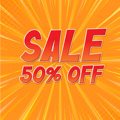 Sale banner, sign, Yellow Sale banner 50% off	