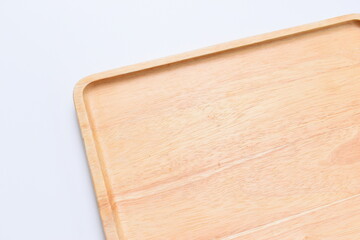 brown wooden tray isolated on white background