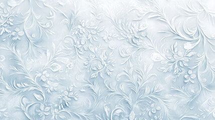 Textured Icy Floral Pattern on White Background