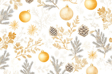 Fototapeta premium Seamless Xmas pattern with Christmas ball ornament on Christmas tree