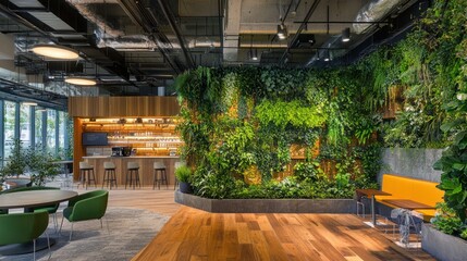 Modern Office Interior with Green Wall