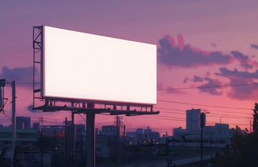 Fototapeta premium Blank Billboard in a City at Dusk