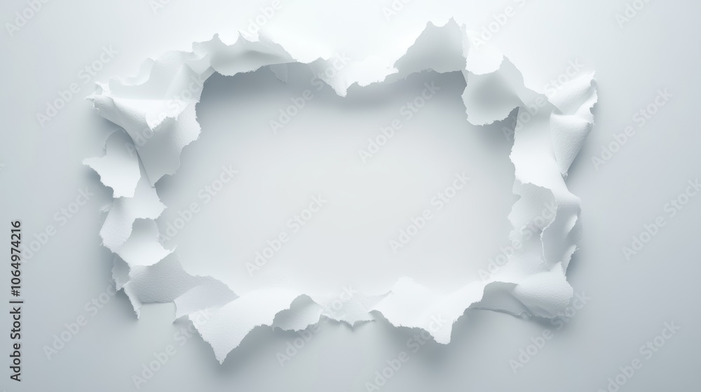 Poster torn paper hole vector, realistic ripped edges effect on transparent background for web banner or pr