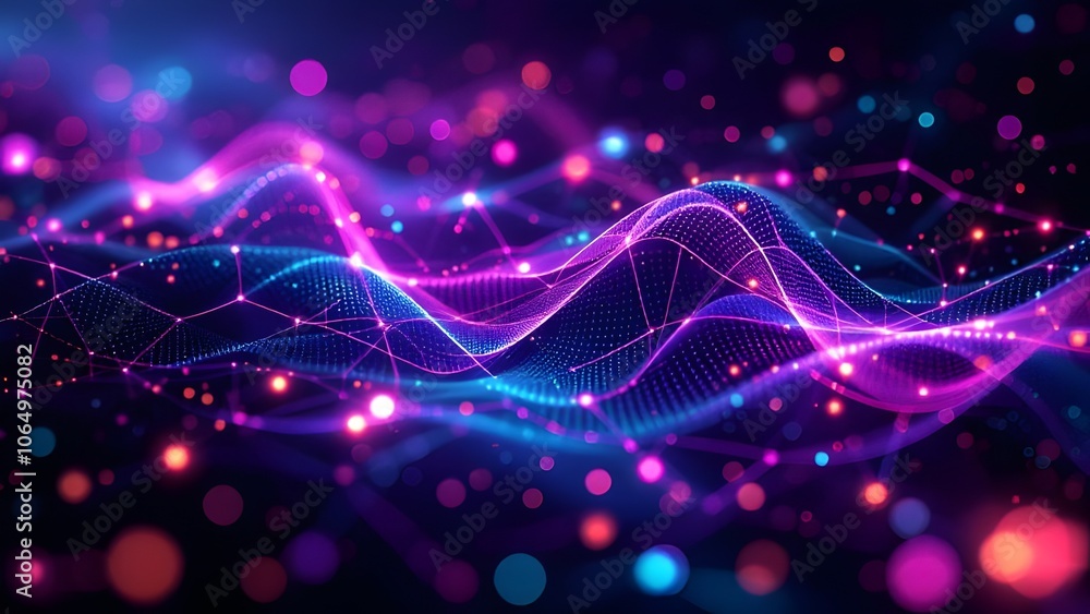 Poster digital fingerprint with neon colors - cybersecurity and biometric technology concept with glowing p