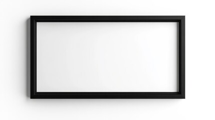 Blank Black Frame on White Wall.