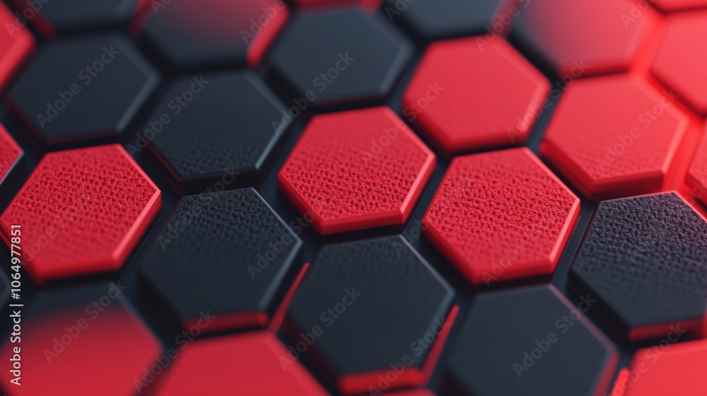 Poster red and black hexagon pattern texture