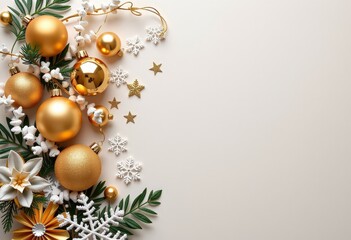christmas background with balls and snowflakes