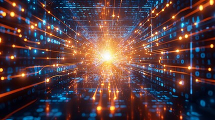 Abstract illustration of blue circuit lines on white background representing technology connections