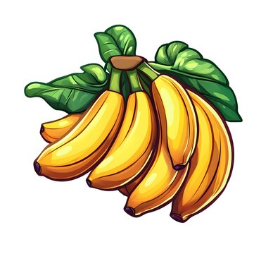 yellow bananas with green leaves clip art preview