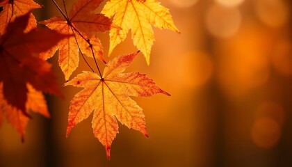 Fototapeta premium autumn maple leaves background with copy space
