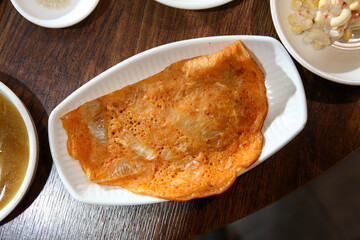 Korean traditional food. Kimchi pancake