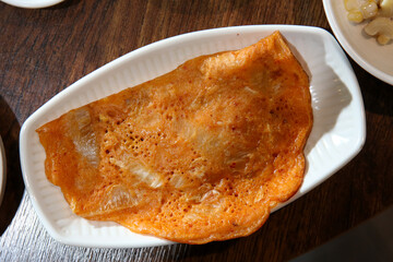 Korean traditional food. Kimchi pancake