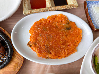 Korean traditional food. Kimchi pancake