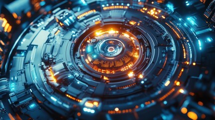 Fototapeta premium Futuristic Machine with Glowing Lights