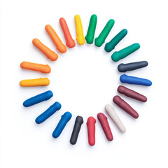 Obraz premium Colorful clay modeling tools arranged in circular pattern, showcasing diversity in art supplies. Perfect for creative projects and artistic expression